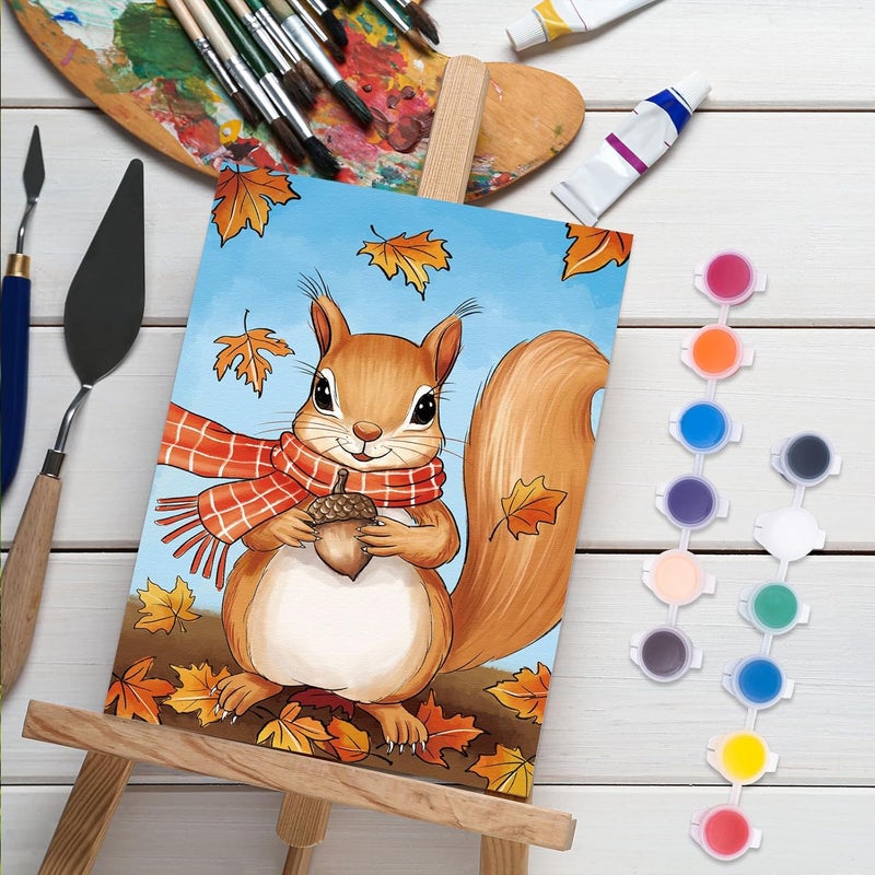 Anseal 12 Packs Fall Thanksgiving Pre Drawn Canvas to Paint, 5" X 7" Pre Printed Canvas for Kids, Pre Stretched Canvas Outline Painting Boards for Beginners, Students, Party Favor (Fall) - Image 3